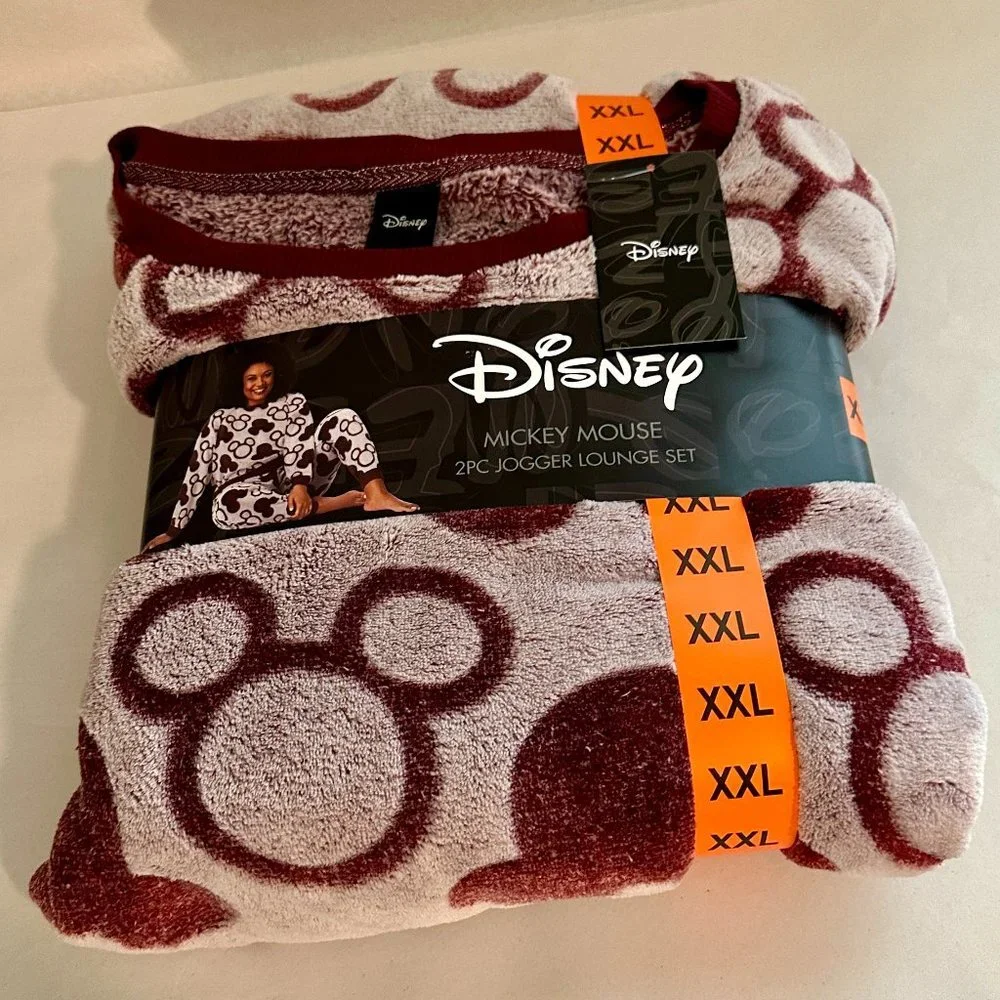 Disney Women's Mickey Mouse 2 Piece Fleece Pajama Loungewear Set  Size XXL Red - Picture 3 of 16
